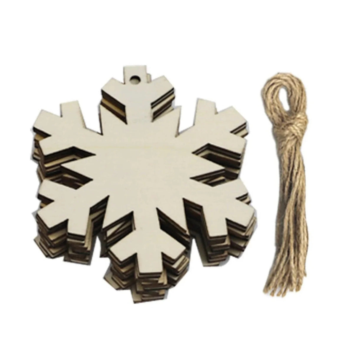 10pcs Wooden Blanks with Thread Christmas Hanging Ornament Forms Tree Bell Star Bauble Snowflake for DIY Craft