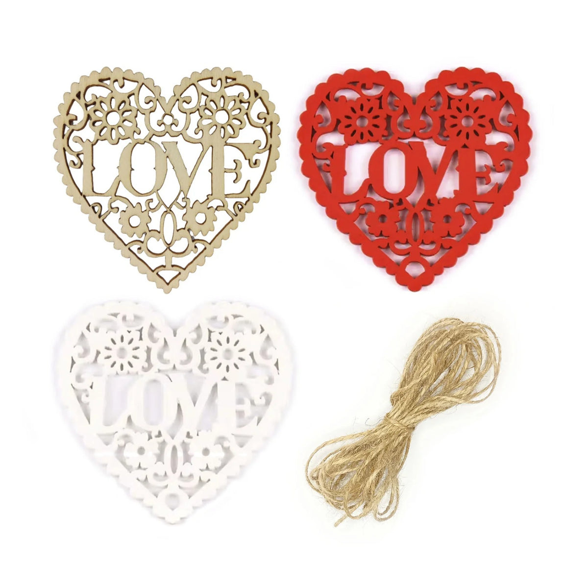 5/10pcs Wooden Hearts Painted Laser Cut Wooden Forms Love Theme 80mm Crafts Decorations
