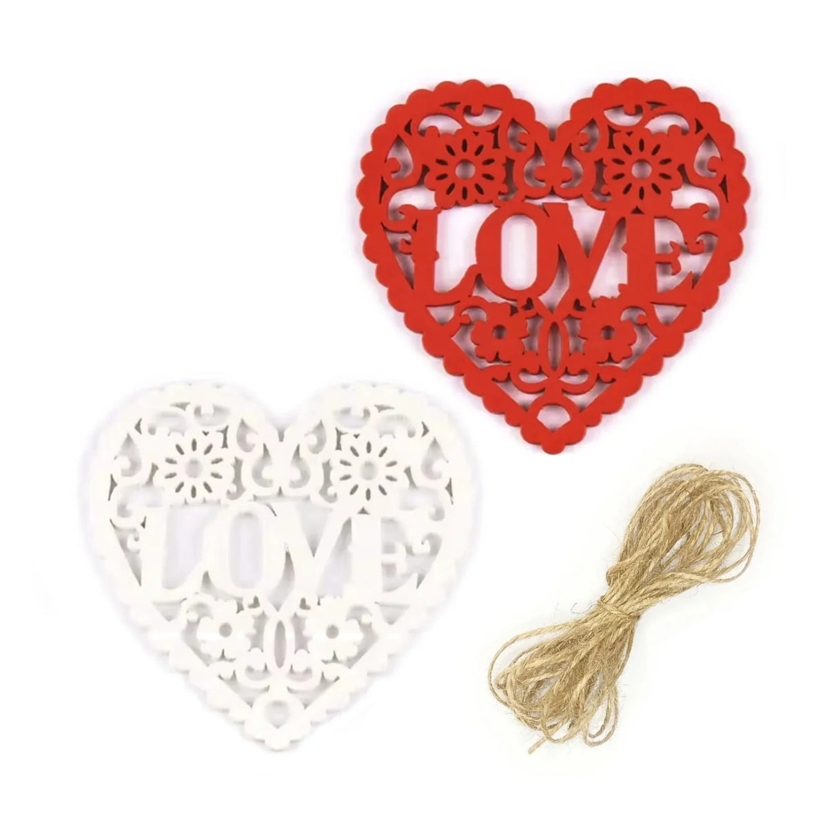 5/10pcs Wooden Hearts Painted Laser Cut Wooden Forms Love Theme 80mm Crafts Decorations