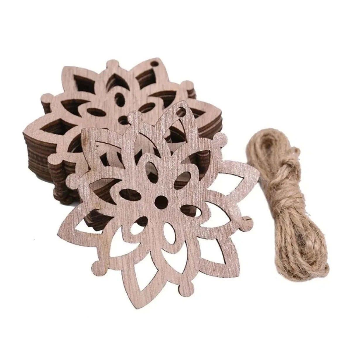 5/10pcs Christmas Wooden Pendant Hanging Ornament w/String Xmas Tree Santa Claus Star Snowman Decoration