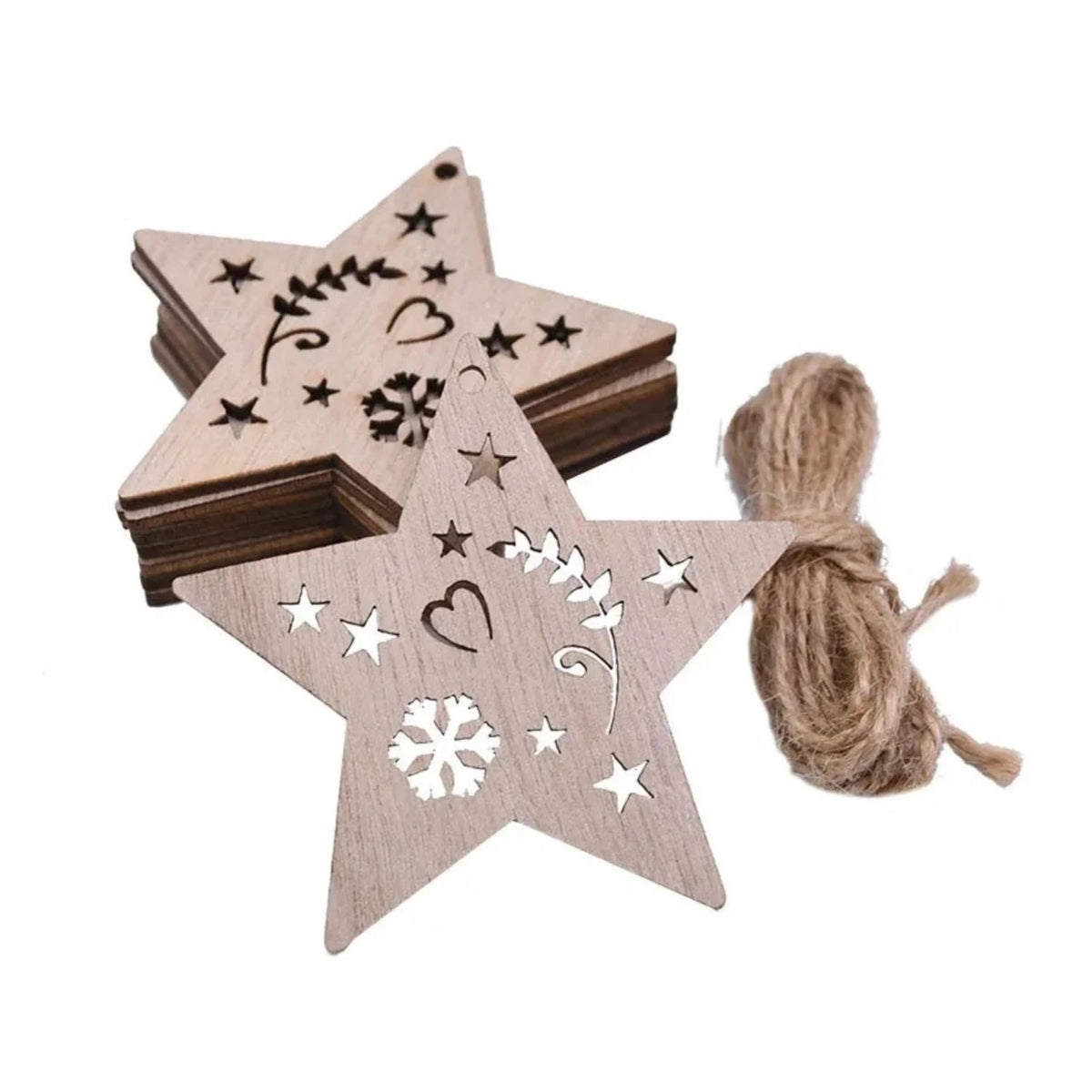 5/10pcs Christmas Wooden Pendant Hanging Ornament w/String Xmas Tree Santa Claus Star Snowman Decoration