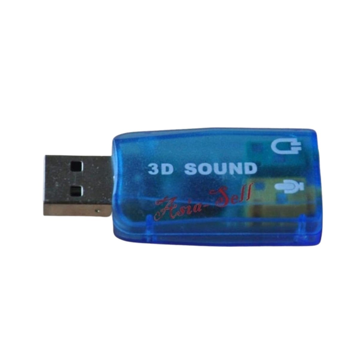 Audio Adaptor 3D Sound Card 5.1 USB 3.5mm Microphone Headphone Jack Stereo Blue - - Asia Sell