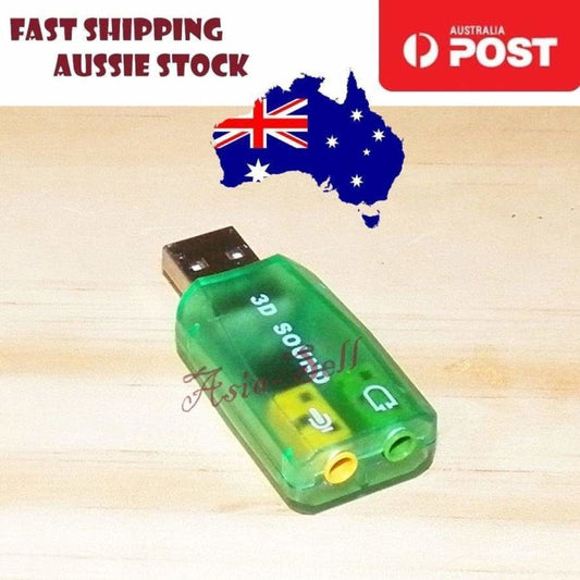 Audio Adaptor 3D Sound Card 5.1 USB 3.5mm Microphone Headphone Jack Stereo Green - - Asia Sell