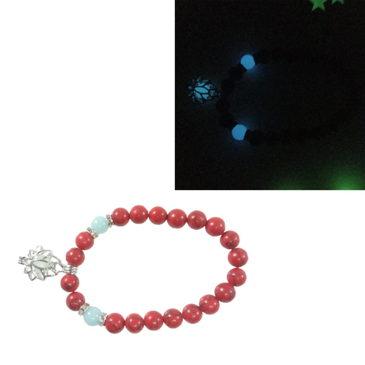 Bracelet Yoga Healing Luminous Glow In The Dark Bracelet Lotus Charm Beads Bracelet for Men Women Prayer Buddhism - Blue 2 - Asia Sell