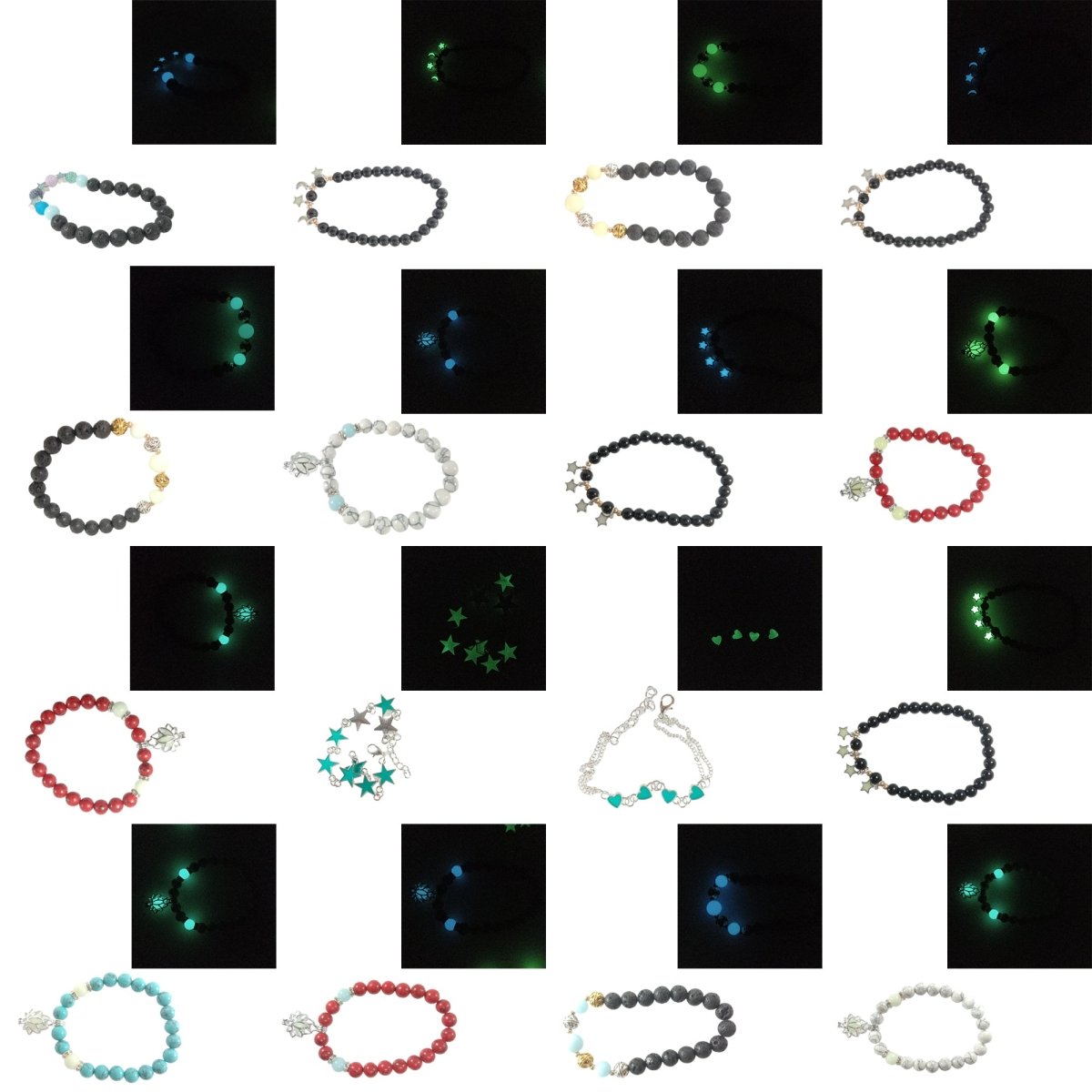 Bracelet Yoga Healing Luminous Glow In The Dark Bracelet Lotus Charm Beads Bracelet for Men Women Prayer Buddhism - Blue Light A - Asia Sell