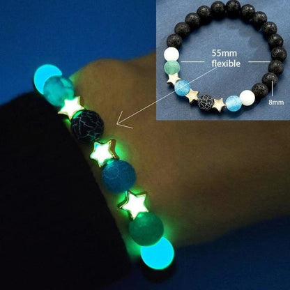 Bracelet Yoga Healing Luminous Glow In The Dark Bracelet Lotus Charm Beads Bracelet for Men Women Prayer Buddhism - Blue Light C - Asia Sell