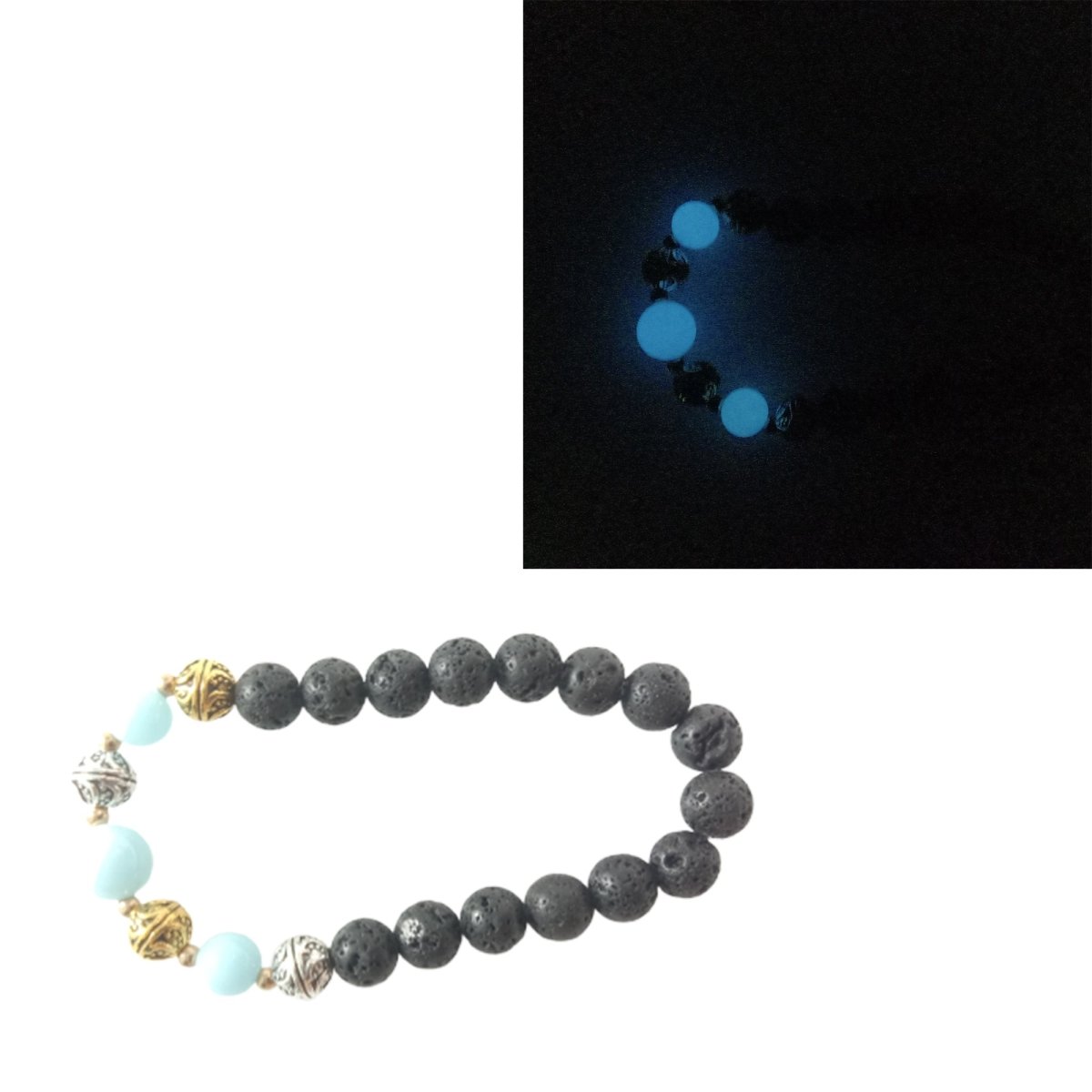 Bracelet Yoga Healing Luminous Glow In The Dark Bracelet Lotus Charm Beads Bracelet for Men Women Prayer Buddhism - Blue Spheres - Asia Sell