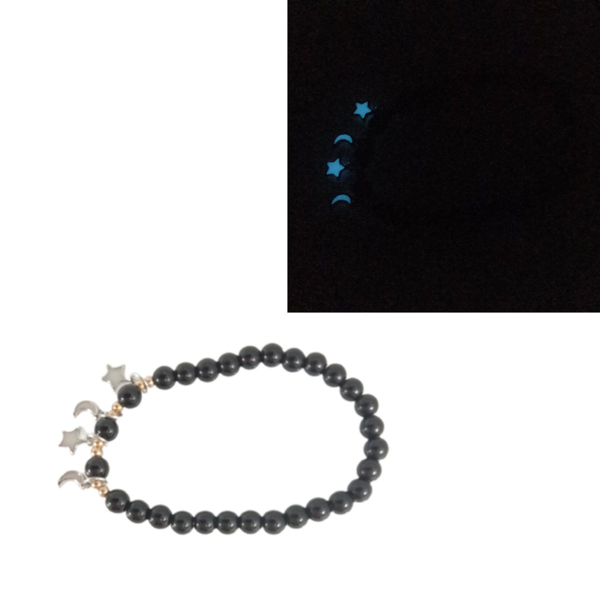 Bracelet Yoga Healing Luminous Glow In The Dark Bracelet Lotus Charm Beads Bracelet for Men Women Prayer Buddhism - Blue Stars Crescents - Asia Sell