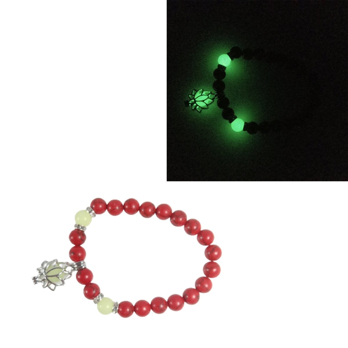 Bracelet Yoga Healing Luminous Glow In The Dark Bracelet Lotus Charm Beads Bracelet for Men Women Prayer Buddhism - Green - Asia Sell