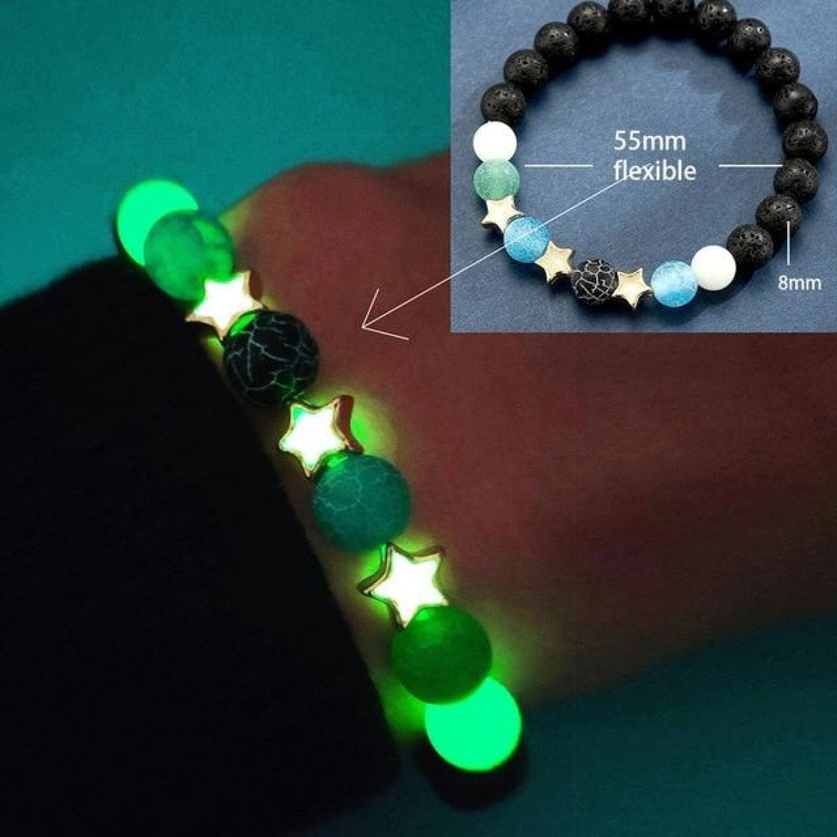 Bracelet Yoga Healing Luminous Glow In The Dark Bracelet Lotus Charm Beads Bracelet for Men Women Prayer Buddhism - Green Light C - Asia Sell