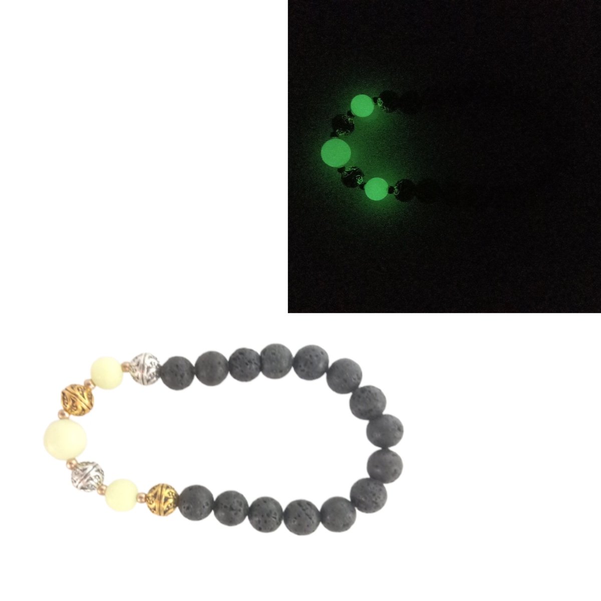 Bracelet Yoga Healing Luminous Glow In The Dark Bracelet Lotus Charm Beads Bracelet for Men Women Prayer Buddhism - Green Spheres - Asia Sell