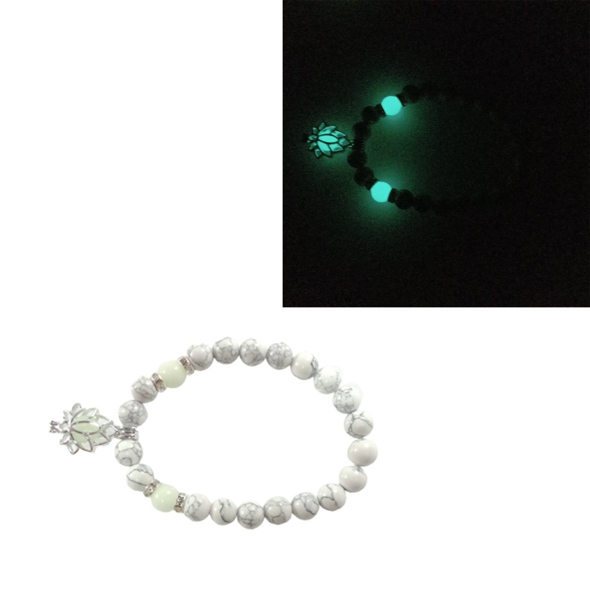 Bracelet Yoga Healing Luminous Glow In The Dark Bracelet Lotus Charm Beads Bracelet for Men Women Prayer Buddhism - Green Spheres Lantern - Asia Sell