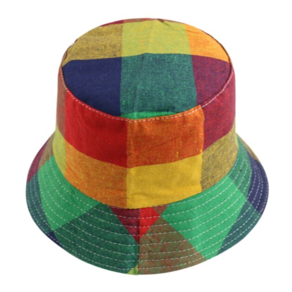 Bucket Hat Black White Cow Pattern Colourful Checkerboard Checked Colourful Fisherman Caps - Colourful 1 - Asia Sell