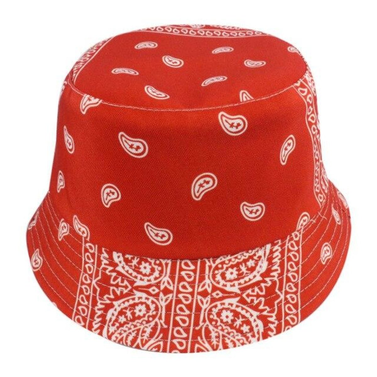 Bucket Hat Black White Cow Pattern Colourful Checkerboard Checked Colourful Fisherman Caps - Paisley Red - Asia Sell