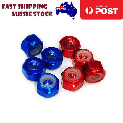 4/8/16pcs 3mm Aluminium Hex Nut with Plastic Insert Anti-Slip CNC