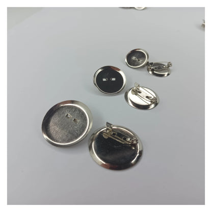 Cabochon Holders Safety Pin Backing 15 pieces 20mm-30mm OD Brooch Pins