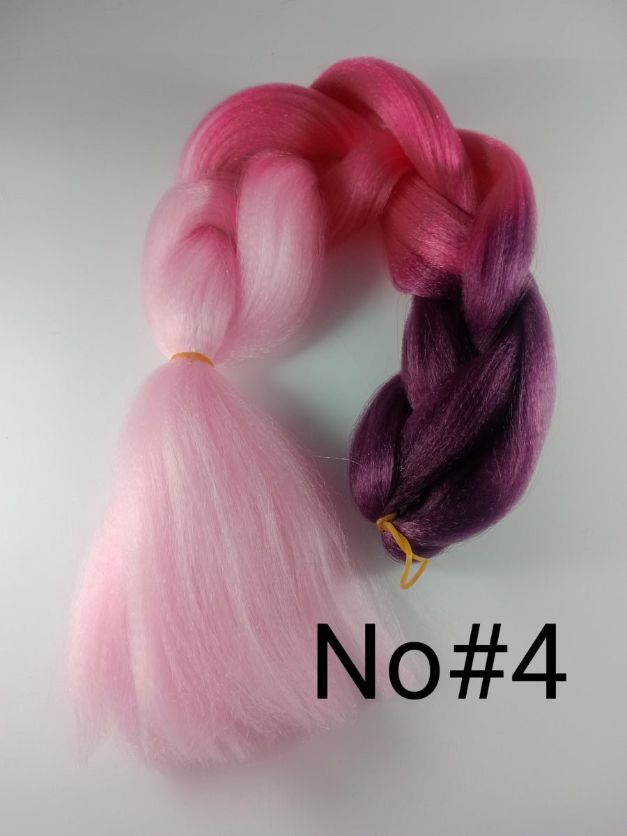 Colorful Rainbow Platted Extensions Braids Synthetic Hair Jumbo Size Braiding Hairpiece Extensions 61cm Synthetic Ombre - Purple pink light pink # No.4 - Asia Sell