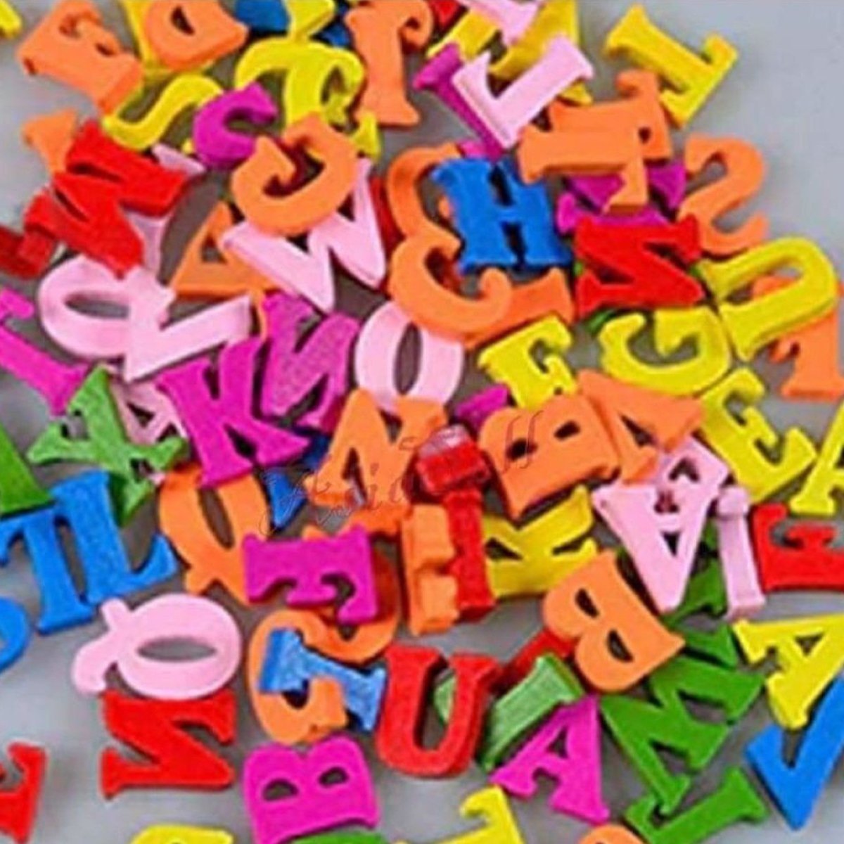 Coloured Numbers Alphabet Wooden Letters Wood Lettering Kids Learning Craft - 100pcs Letters (No Holes) - Asia Sell