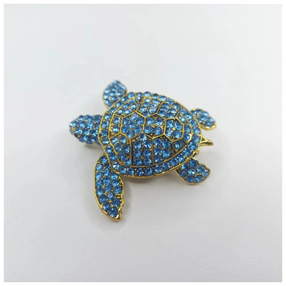 Crystal Adorned Sea Turtle Brooch Classic Rhinestone Pin Backing for Clothing