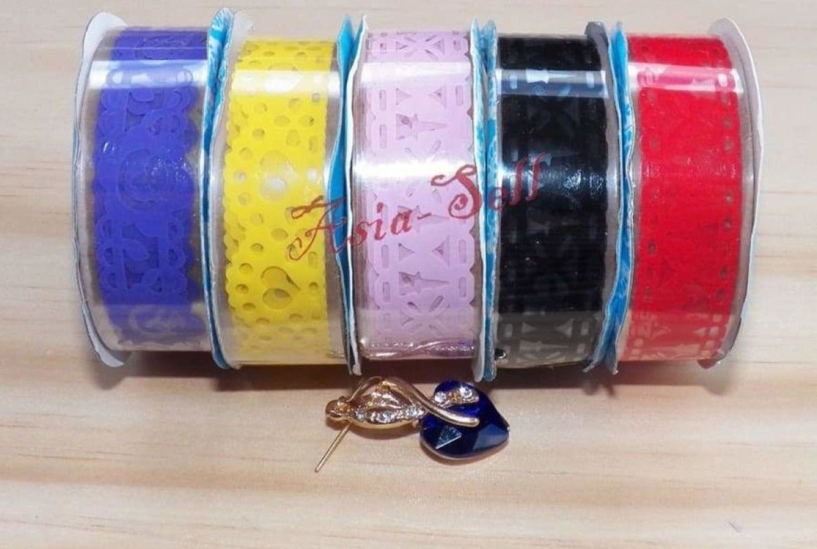 Decorative Sticky Tape Lace Roll Purple Red Black Yellow Washi Adhesive Wedding Craft - Purple - Asia Sell