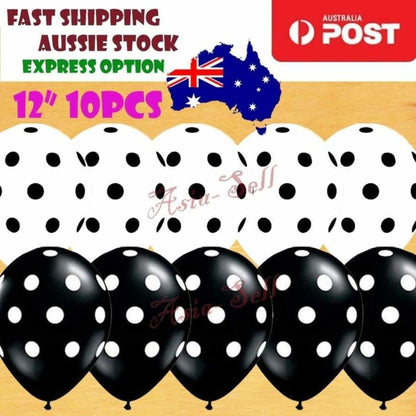 Dot Balloons Patterned Pink Blue White Spots Birthday Party Dots Balloon - 10pcs B&W Dot Ver 2 - Asia Sell