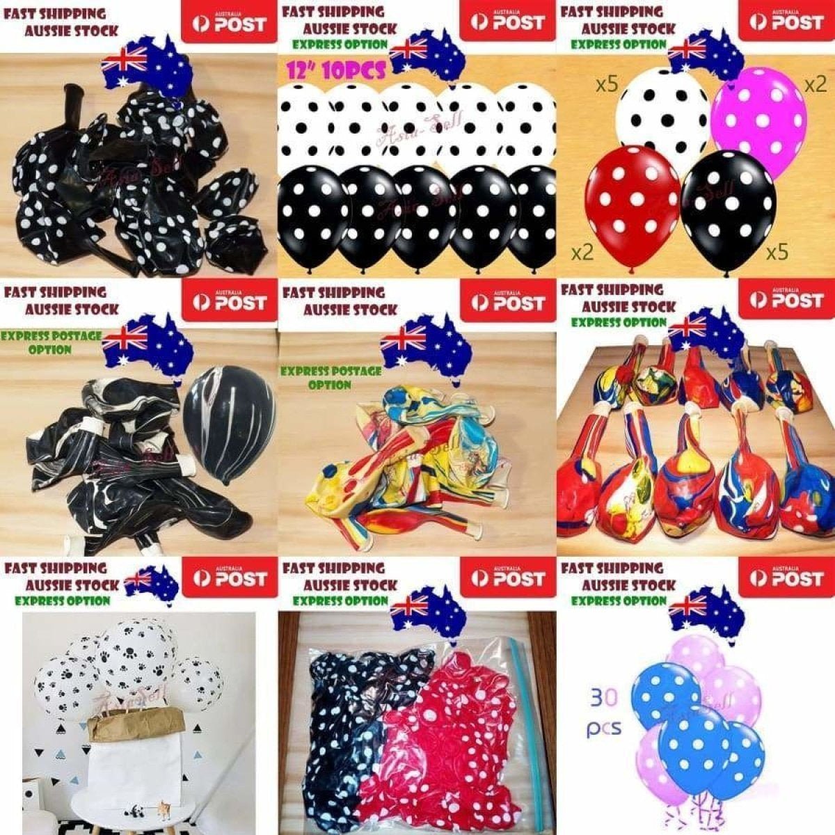 Dot Balloons Patterned Pink Blue White Spots Birthday Party Dots Balloon - 10pcs Y, R, W, B - Asia Sell