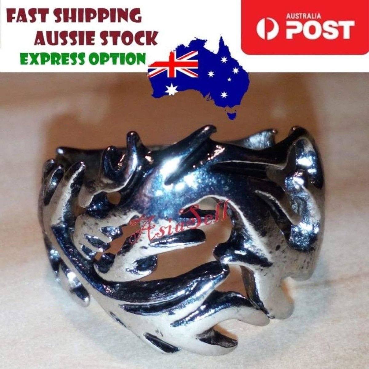 Dragon Claw Head Evil Skull Ring Halloween Men's Ring Vintage Rings Black Silver Colour - Type 3 Size 8 U.S. 57mm - Asia Sell