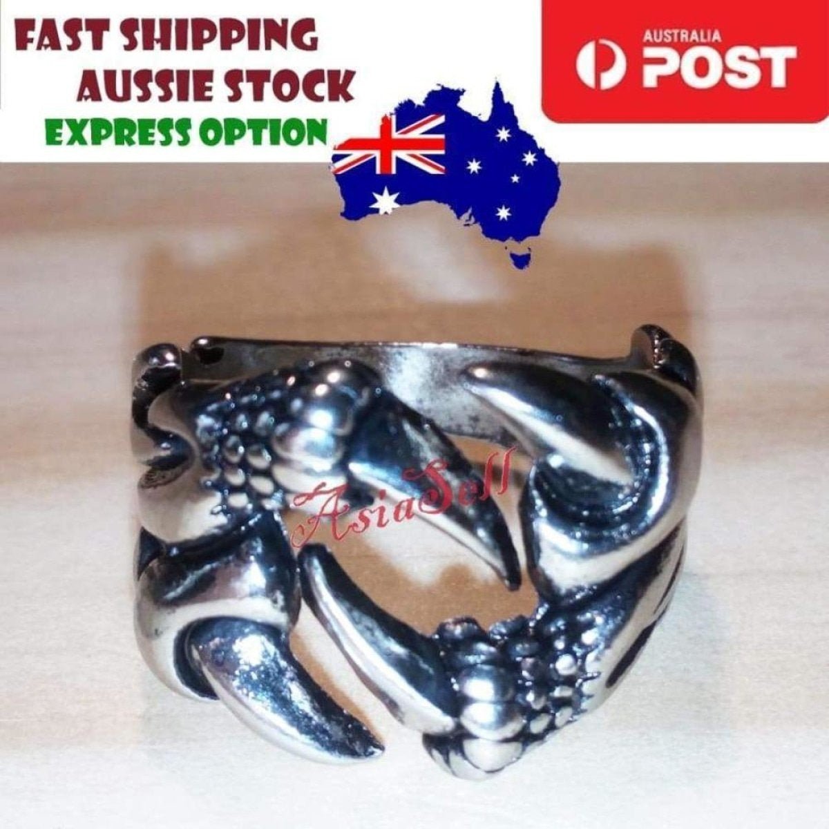 Dragon Claw Head Evil Skull Ring Halloween Men's Ring Vintage Rings Black Silver Colour - Type 4 Size 8 U.S. 57mm Adjustable - Asia Sell