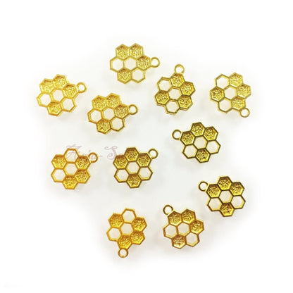 Enamel Bees Honeycomb Loop Pendant Charms Lobster Claw DIY Jewellery Making Bracelet Necklace - 10pcs Honeycomb Set 1 - Asia Sell