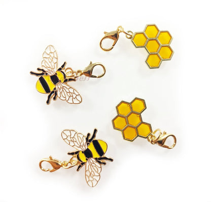 Enamel Bees Honeycomb Loop Pendant Charms Lobster Claw DIY Jewellery Making Bracelet Necklace - 4pcs Bees Honeycomb Set 3 - Asia Sell