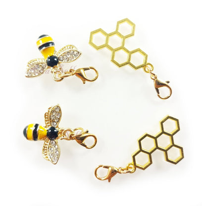 Enamel Bees Honeycomb Loop Pendant Charms Lobster Claw DIY Jewellery Making Bracelet Necklace - 4pcs Bees Honeycomb Set 4 - Asia Sell