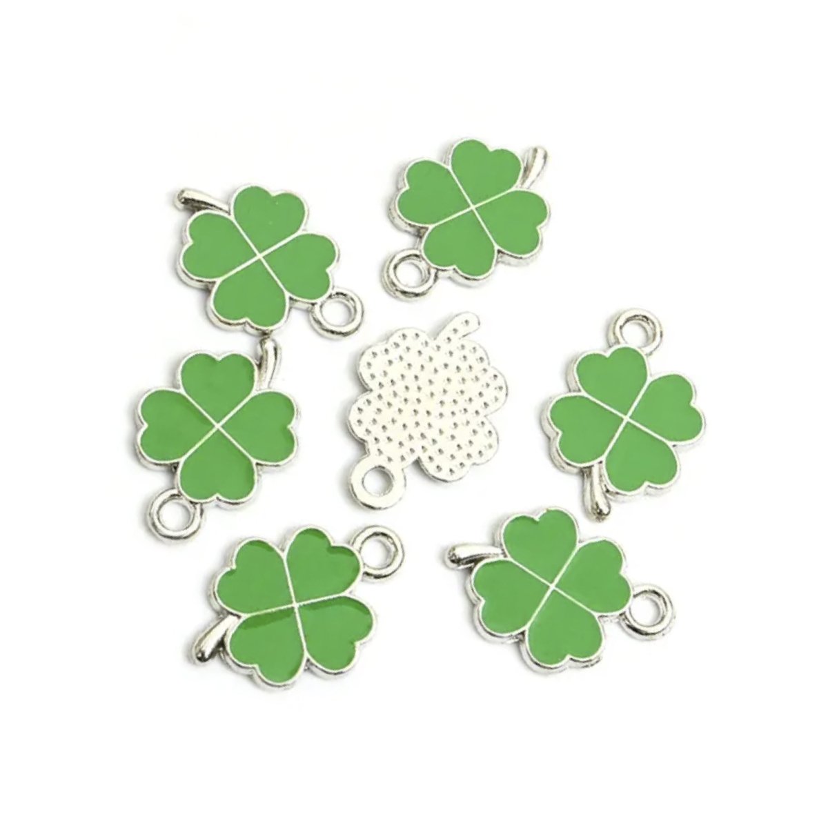 Enamel Charms Heart Sunflower Starfish Strawberry Butterfly Pendant Loop DIY Jewellery Making Bracelet Necklace - 4-Leaf Clovers - Asia Sell