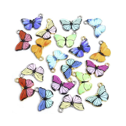 Enamel Charms Heart Sunflower Starfish Strawberry Butterfly Pendant Loop DIY Jewellery Making Bracelet Necklace - Butterflies Multicoloured - Asia Sell