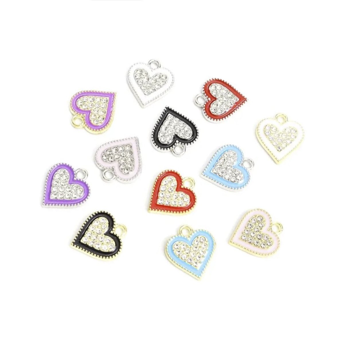 Enamel Charms Heart Sunflower Starfish Strawberry Butterfly Pendant Loop DIY Jewellery Making Bracelet Necklace - Gem Inlaid Hearts - Asia Sell