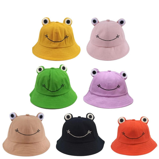 Frog Hat Floppy Hat Female Sunhat Drawstring Adjustable Kid's Bucket Hat - Large Green - Asia Sell