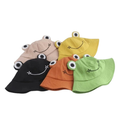 Frog Hat Floppy Hat Female Sunhat Drawstring Adjustable Kid's Bucket Hat - Large Green - Asia Sell