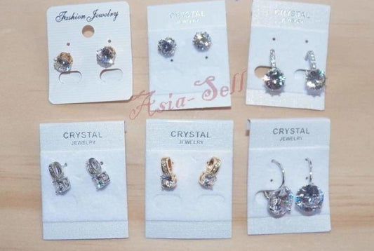 Gold Silver Colour Crystal Earrings Set - Asia Sell - - Asia Sell