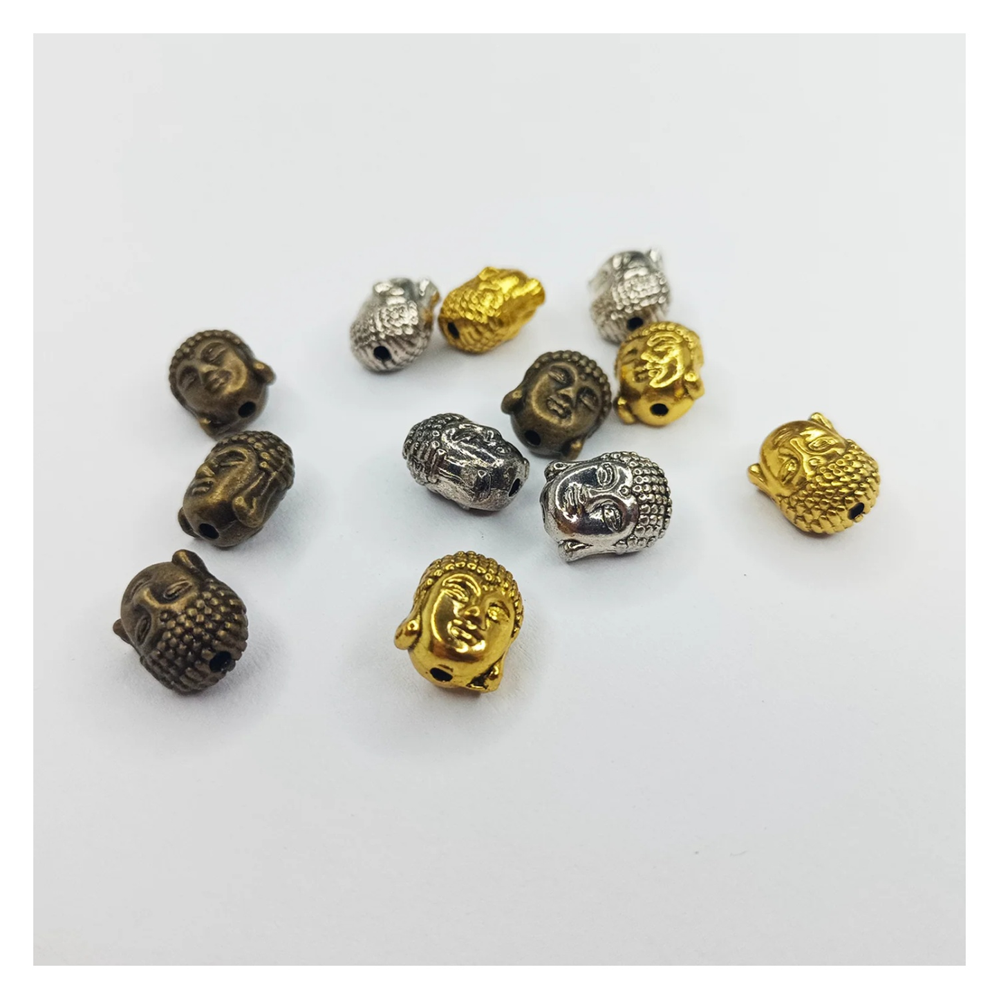 gold silver bronze budda head beads