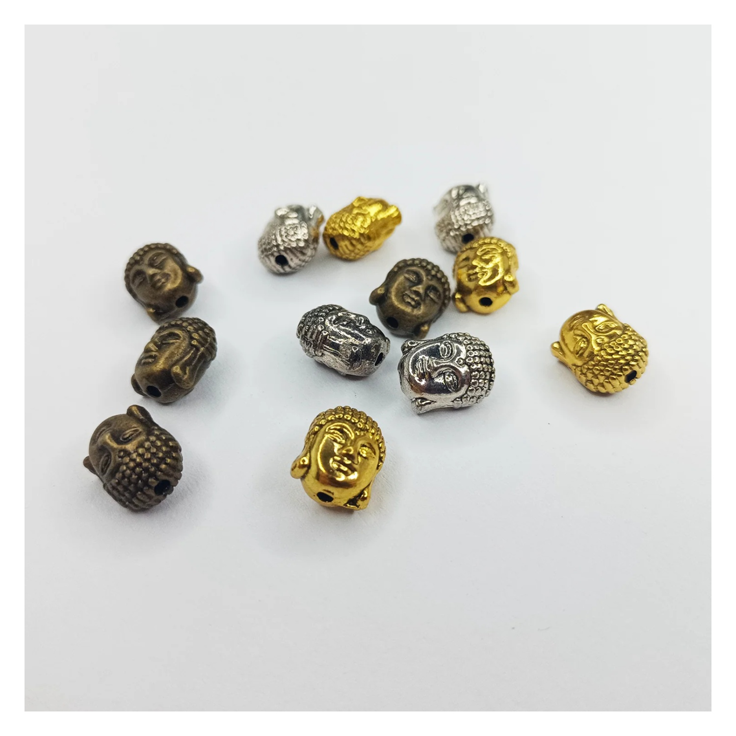 gold silver bronze budda head beads