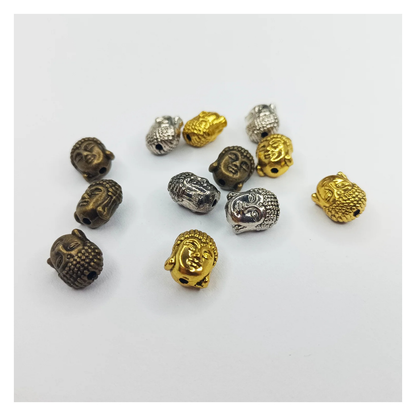 gold silver bronze budda head beads