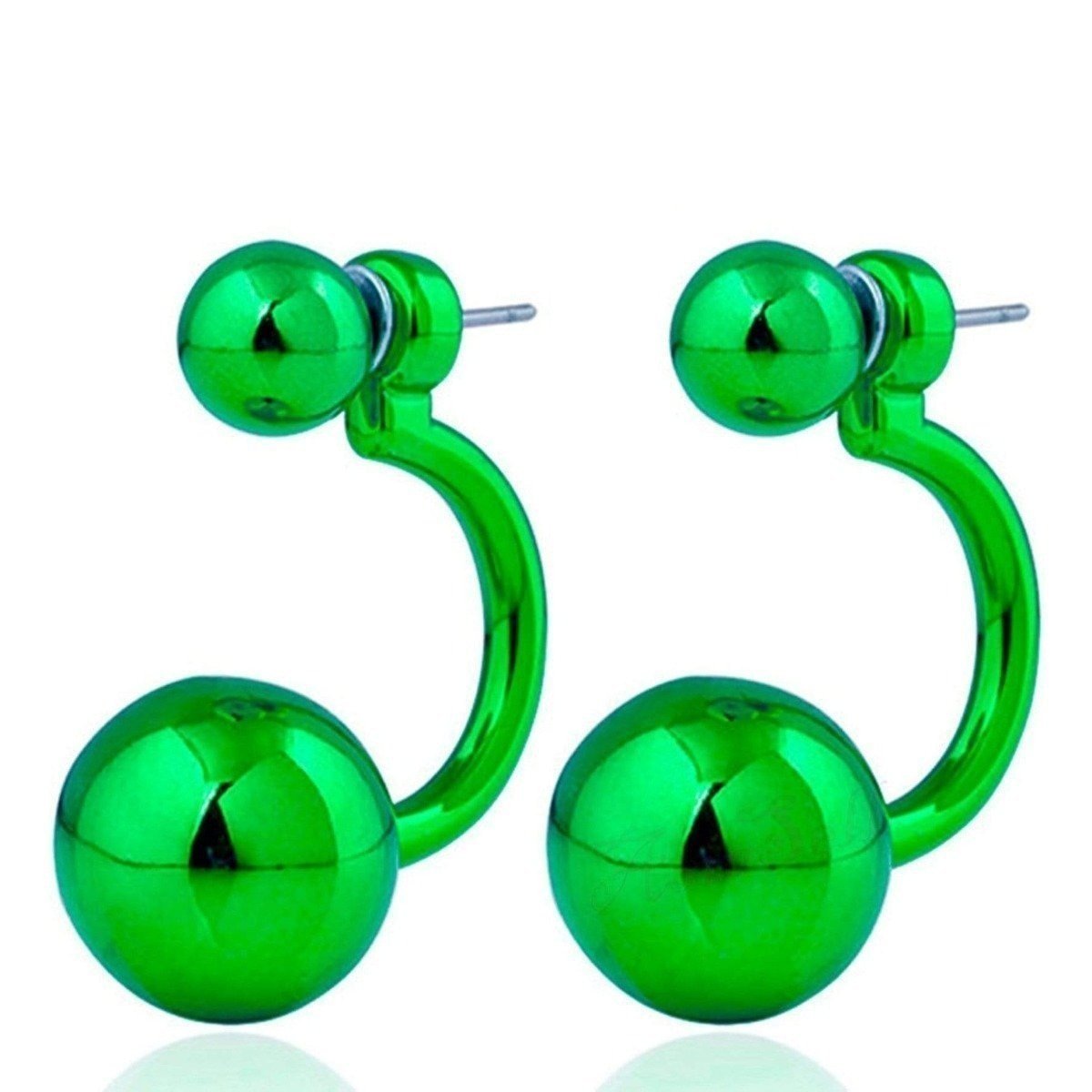 Gorgeous Round Double Earrings Womens Lovely Charm Ball Stud Earring Beautiful - Green - Asia Sell