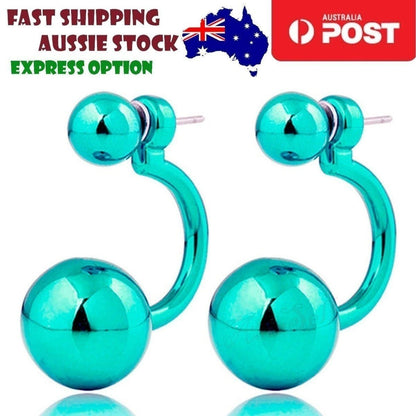 Gorgeous Round Double Earrings Womens Lovely Charm Ball Stud Earring Beautiful - Purple - Asia Sell