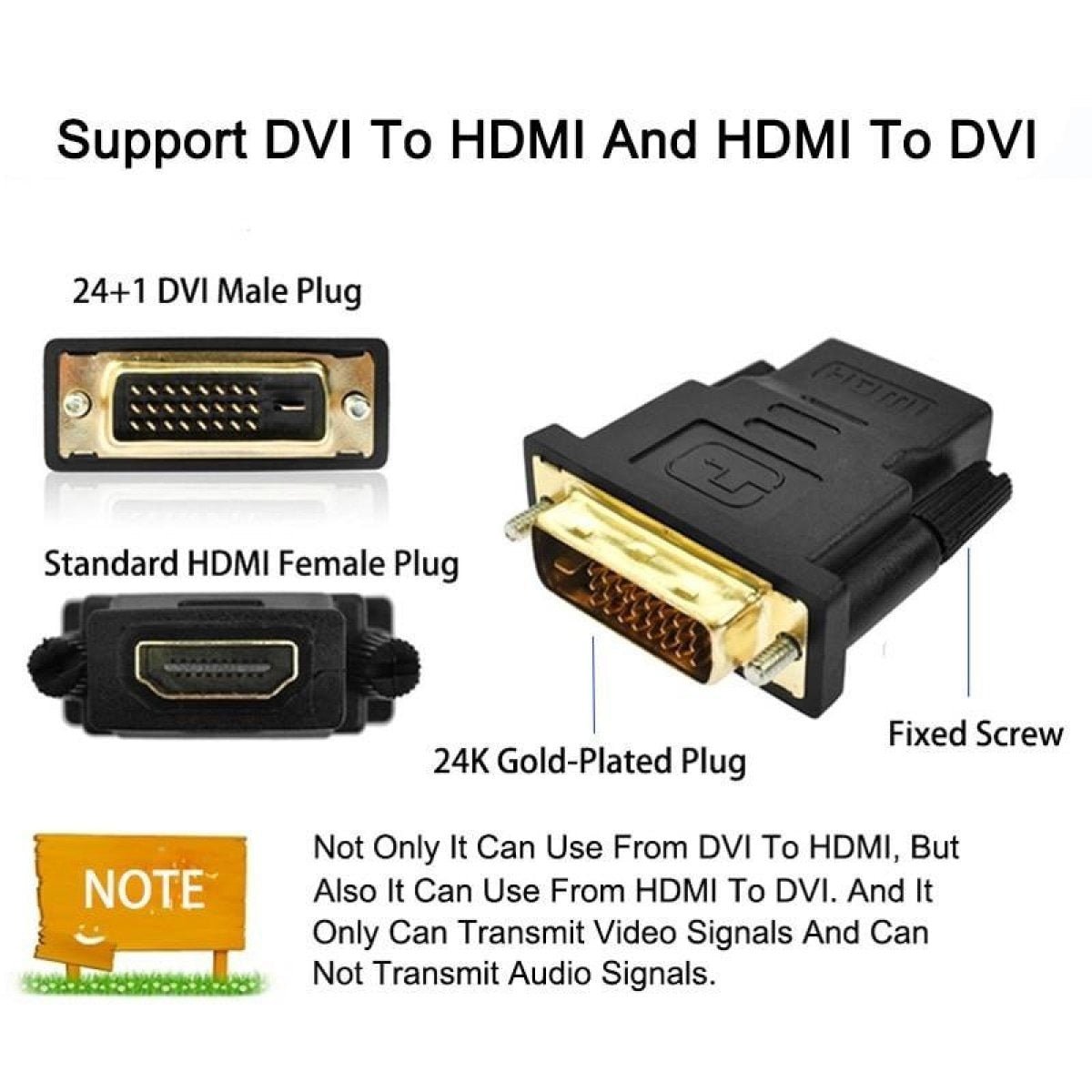 HDMI to DVI Cable 24+1 Pin Adaptor 4K Bi-Directional Male to HDMI Male Converter - Adapter - Asia Sell