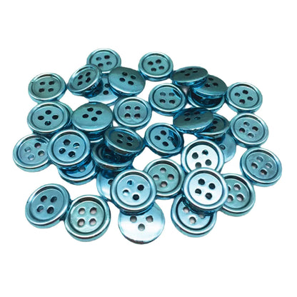 10/50/100pcs 13mm Plastic Shiny Metallic Round 4 Holes Shirt Flatback Buttons DIY Sewing Accessories Silver Gold Brass