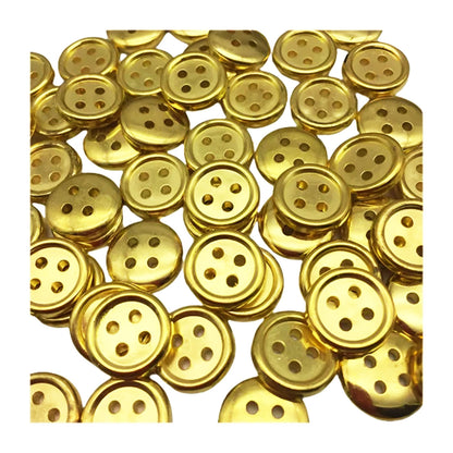 10/50/100pcs 13mm Plastic Shiny Metallic Round 4 Holes Shirt Flatback Buttons DIY Sewing Accessories Silver Gold Brass