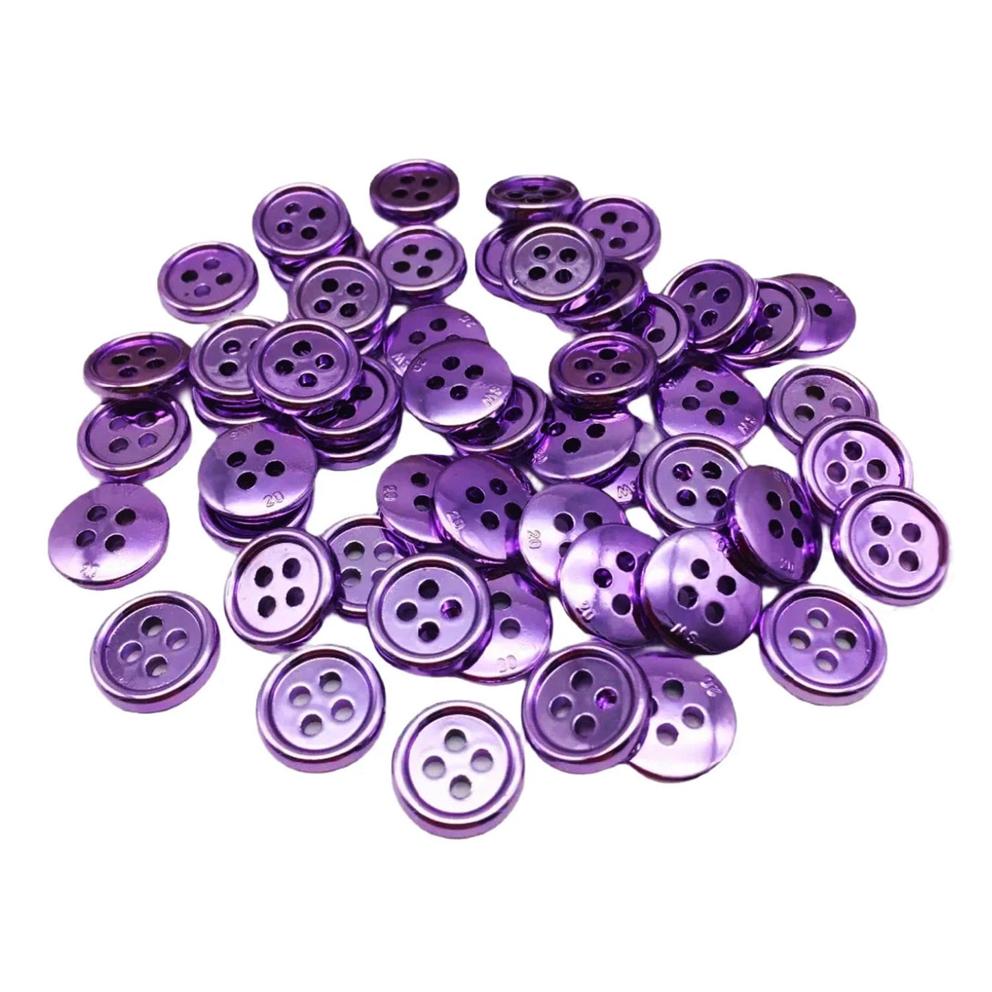 10/50/100pcs 13mm Plastic Shiny Metallic Round 4 Holes Shirt Flatback Buttons DIY Sewing Accessories Silver Gold Brass