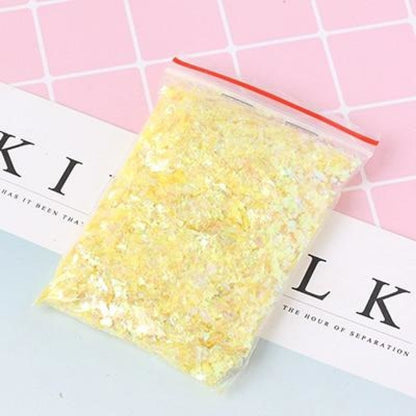 Holographic Nail Decoration Flakes Glitter DIY Nail Art 3D Sequin - Yellow - Asia Sell