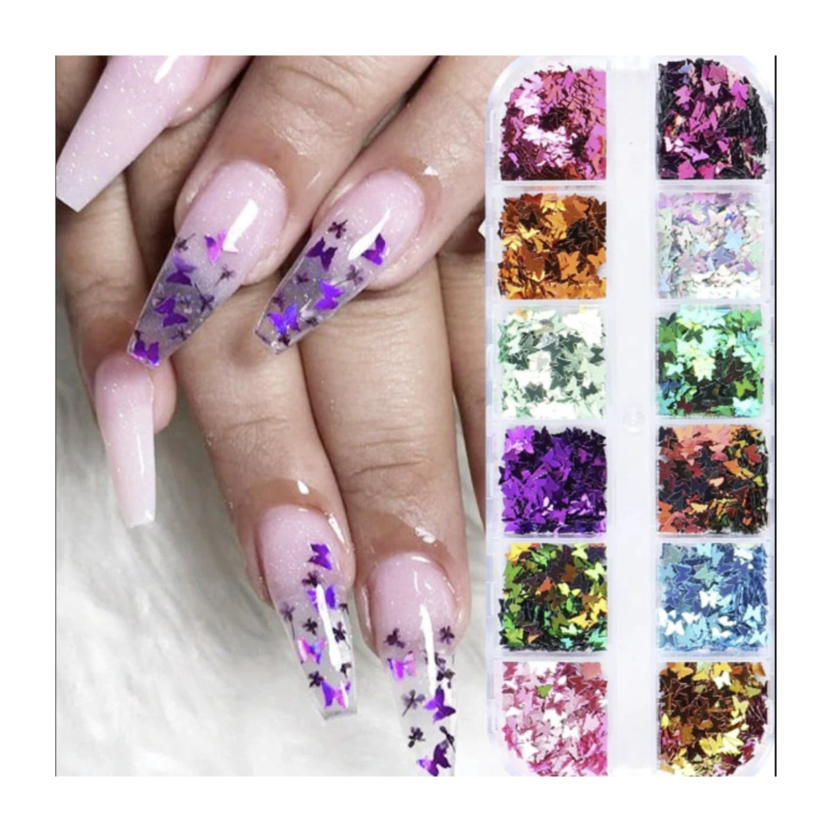 Holographic Nail Paillette Fruit Heart Butterfly Mirror Slices Nail Art Sequins Flakes