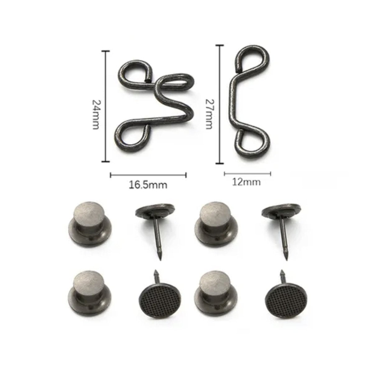 Jeans Pants Waist Buckle Hook Snap Button Clip Clasp Removable Detachable Clothing Sewing Tool - 27mm Gun Metal Black - Asia Sell