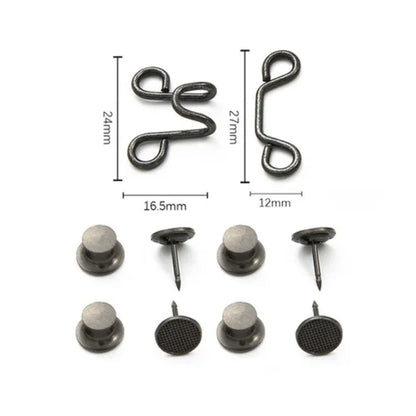 Jeans Pants Waist Buckle Hook Snap Button Clip Clasp Removable Detachable Clothing Sewing Tool - 27mm Gun Metal Black - Asia Sell